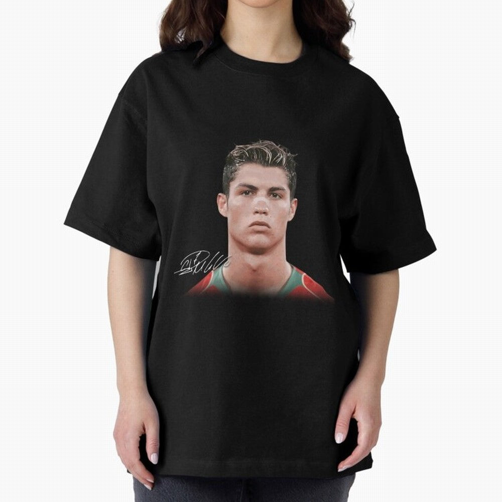 Cristiano Ronaldo Oversized T-Shirt Relive Global Football Passion for FIFA World Cup 2026 Group Stage, Connected to Cristiano Ronaldo, Haaland and CR7, France, Retro Football Energy, Iconic Rivalries, Trophy Chase Drama and Stadium Atmosphere;