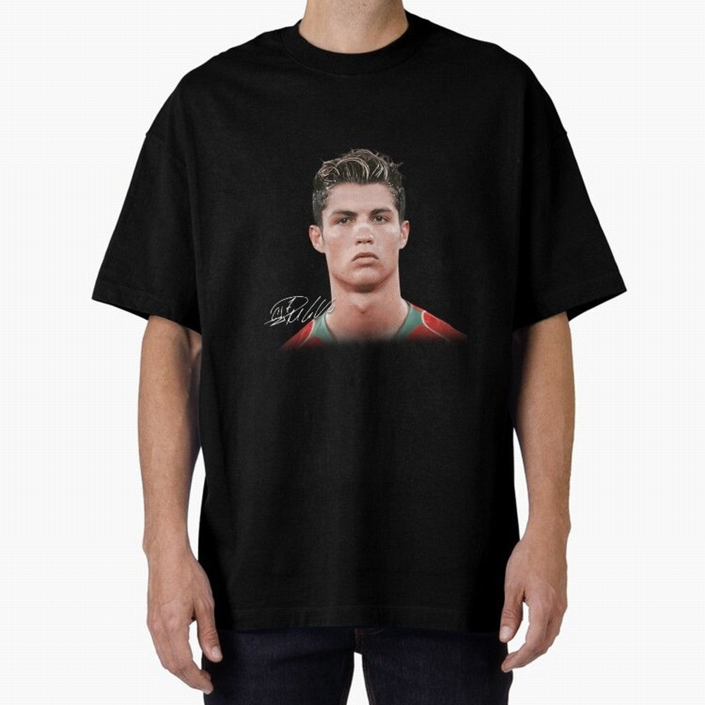 Cristiano Ronaldo Oversized T-Shirt Relive Global Football Passion for FIFA World Cup 2026 Group Stage, Connected to Cristiano Ronaldo, Haaland and CR7, France, Retro Football Energy, Iconic Rivalries, Trophy Chase Drama and Stadium Atmosphere;
