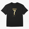 CR7 Cristiano Ronaldo Black And Gold Luxury Drawstring Bag Oversized T-Shirt Represent the FIFA World Cup 2026 Group Stage Journey through Haaland and Mbappe Highlights, Germany Pride, Stadium Memories, Football Loyalty, International Chants and