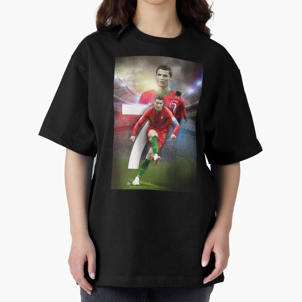Cristiano Ronaldo Manchester United 4 Oversized T-Shirt Show Fan Pride Across Match Day Hype around FIFA World Cup 2026 Group Stage, Messi and Cristiano Ronaldo, Spain and Netherlands, Sports Nostalgia, International Competition, Famous Players and