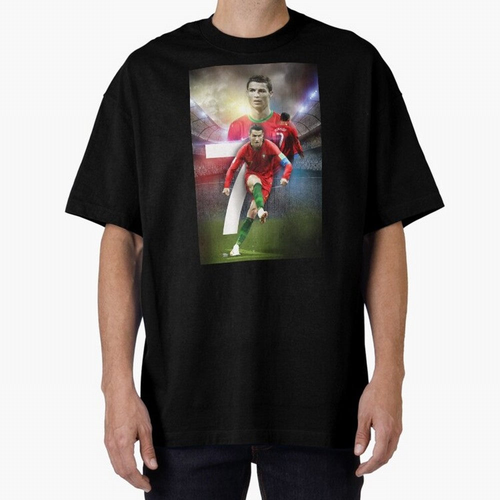 Cristiano Ronaldo Manchester United 4 Oversized T-Shirt Show Fan Pride Across Match Day Hype around FIFA World Cup 2026 Group Stage, Messi and Cristiano Ronaldo, Spain and Netherlands, Sports Nostalgia, International Competition, Famous Players and