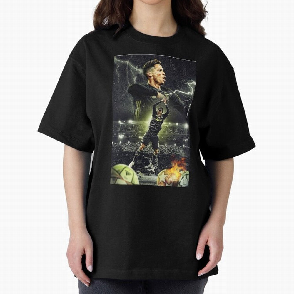 Ronaldo Illustration iPhone Case Oversized T-Shirt Celebrate Golden Goal Energy in FIFA World Cup 2026 USA Canada Mexico for Fans of Haaland and Mbappe and France and Portugal, Bringing Stadium Chants, National Pride, Trophy Dreams and