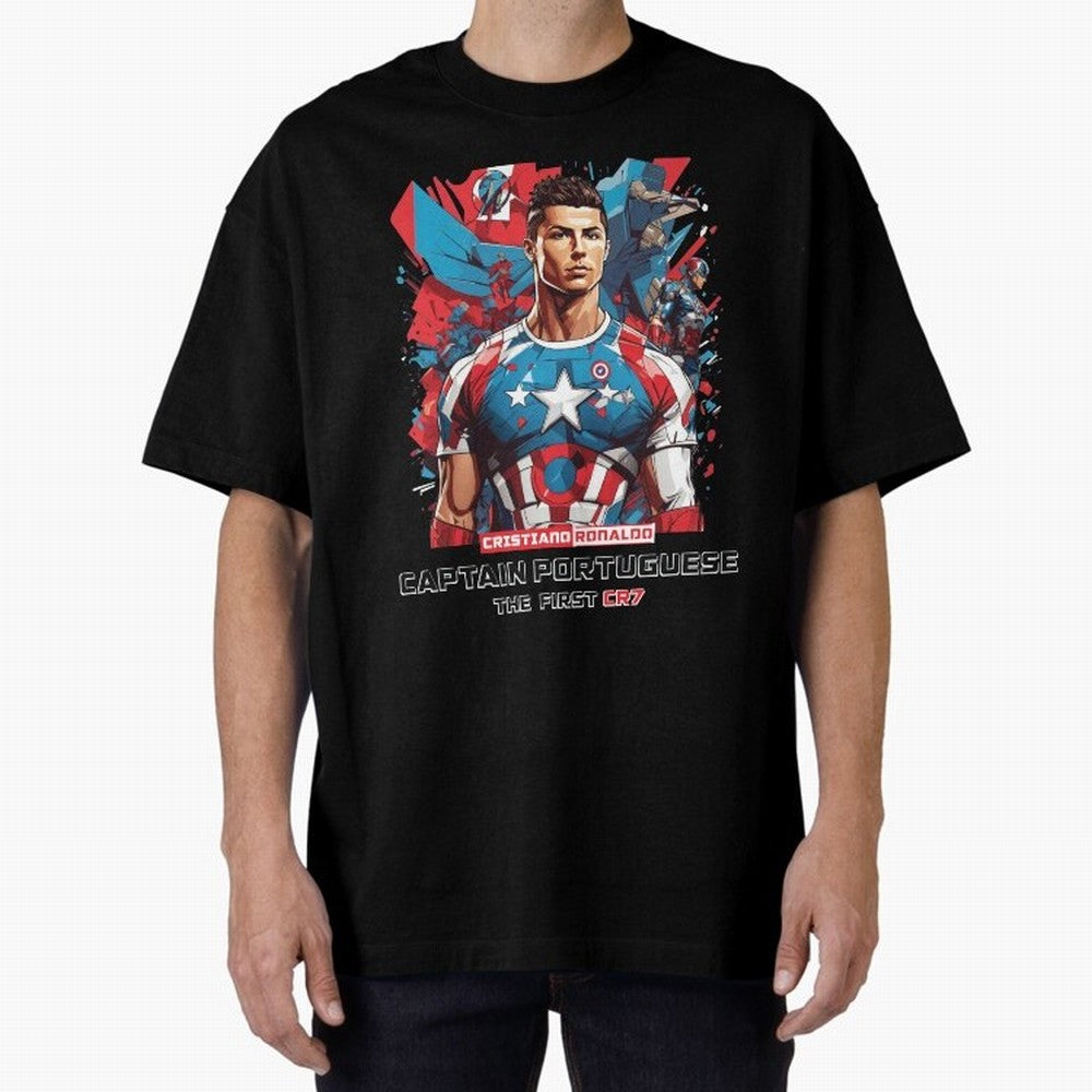 Cristiano Ronaldo Captain Portuguese Oversized T-Shirt Honor Football Greatness during FIFA World Cup 2026 Featuring Messi, France and Portugal Energy, Classic Soccer Heritage, Championship Pressure, Fan Loyalty and International Pride; Ideal for