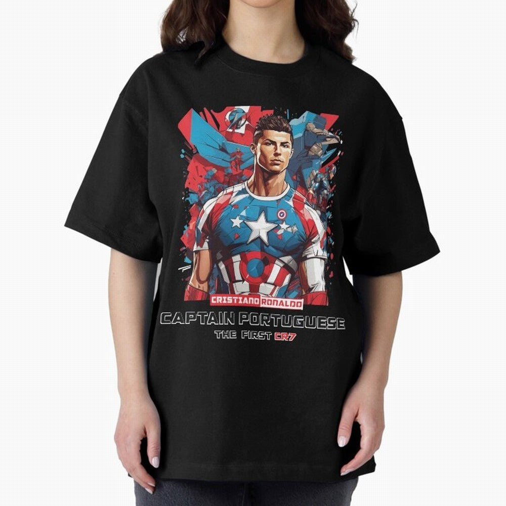 Cristiano Ronaldo Captain Portuguese Oversized T-Shirt Honor Football Greatness during FIFA World Cup 2026 Featuring Messi, France and Portugal Energy, Classic Soccer Heritage, Championship Pressure, Fan Loyalty and International Pride; Ideal for