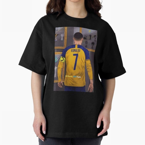 Al Nassr -Cristiano Ronaldo CR7 2023 Oversized T-Shirt Fuel FIFA World Cup 2026 Group Stage Inspired by Haaland and Mbappe, Brazil Energy, Championship Spirit, Famous Goals, Roaring Crowds and International Football Unity; Great for Supporters Who