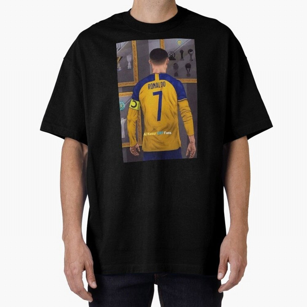 Al Nassr -Cristiano Ronaldo CR7 2023 Oversized T-Shirt Fuel FIFA World Cup 2026 Group Stage Inspired by Haaland and Mbappe, Brazil Energy, Championship Spirit, Famous Goals, Roaring Crowds and International Football Unity; Great for Supporters Who