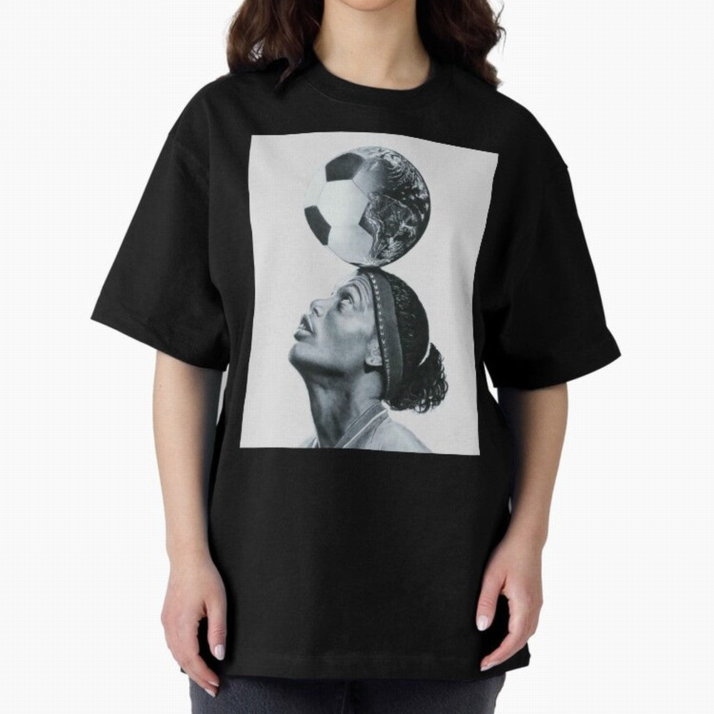 Art Ronaldinho Illustration Oversized T-Shirt Celebrate Classic Football Spirit in FIFA World Cup 2026 for Fans of CR7 and Messi and England and Germany, Bringing Football History, Final Match Energy, Crowd Noise and Once in a Lifetime Moments;