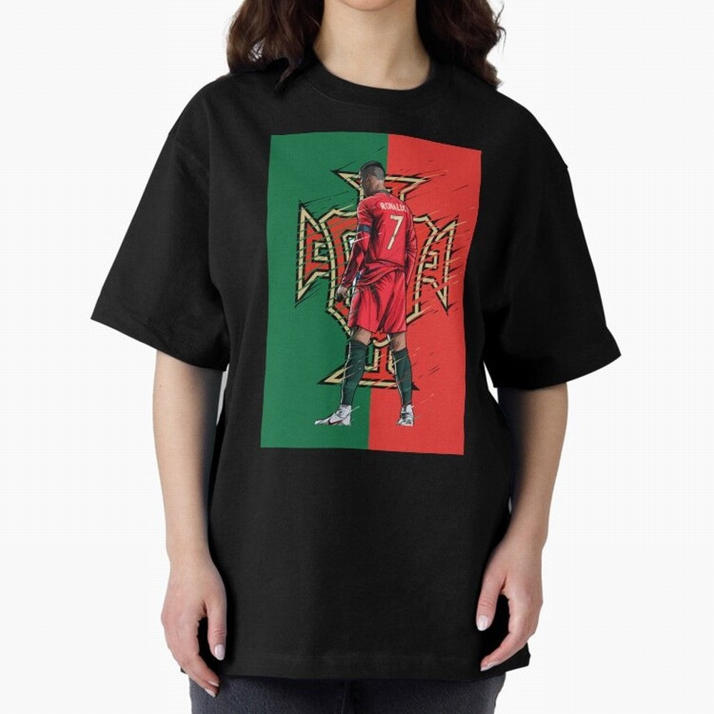 CR7 Portugal Oversized T-Shirt Turn Up for the FIFA World Cup 2026 USA Canada Mexico Journey through Messi, CR7 and Mbappe Highlights, Brazil Pride, Retro Football Energy, Iconic Rivalries, Trophy Chase Drama and Stadium Atmosphere; Made for