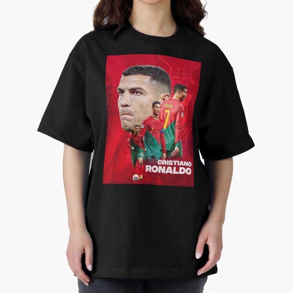 CRISTIANO RONALDO WORLD CUP 2022 Oversized T-Shirt Represent Match Day Hype around FIFA World Cup 2026, Messi, Neymar and Mbappe, France and Portugal, Stadium Memories, Football Loyalty, International Chants and Championship Tradition; Perfect for