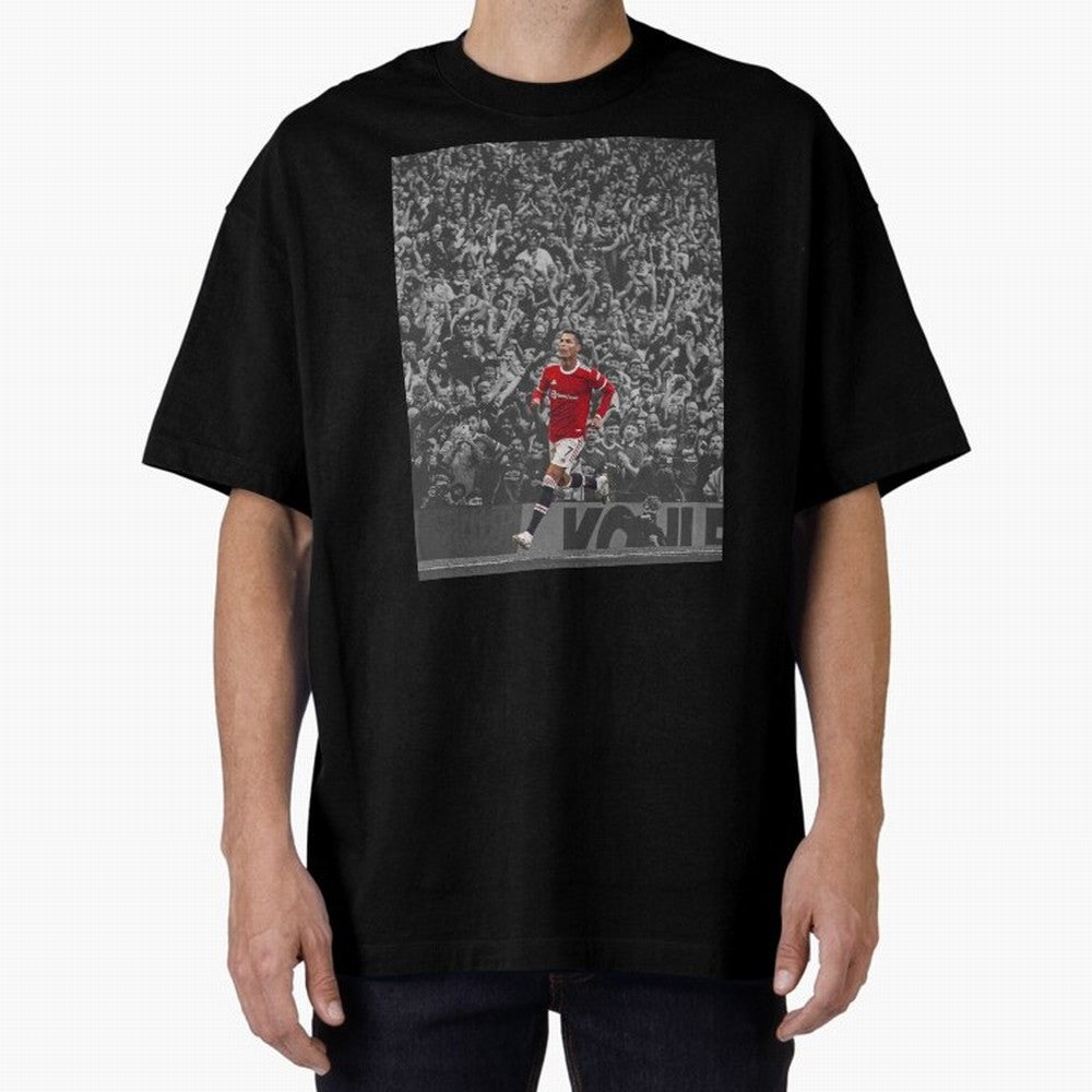 Ronaldo Cr7 Highlights Moment Manchester,Ronaldo Gifts,Ronaldo Cover,Ronaldo Prints Oversized T-Shirt Follow the Road to the FIFA World Cup 2026 Journey through Messi and Cristiano Ronaldo Highlights, France and Portugal Pride, Worldwide Fan