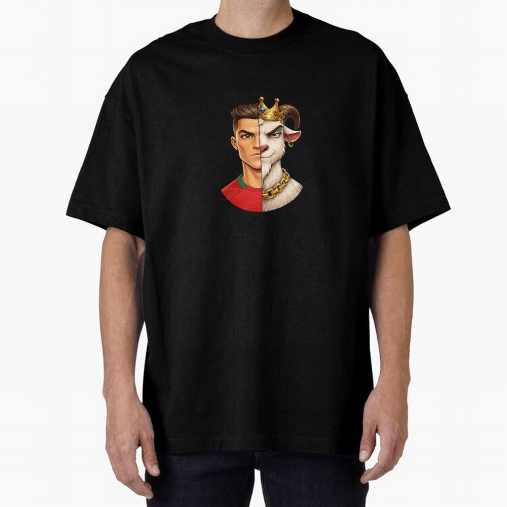 Half Man Half Goat - Cristiano Ronaldo Oversized T-Shirt Feel Match Day Hype around FIFA World Cup 2026 USA Canada Mexico, Haaland and Mbappe, Spain, Match Day Excitement, Supporter Culture, Golden Goals and Global Football Passion; Perfect for