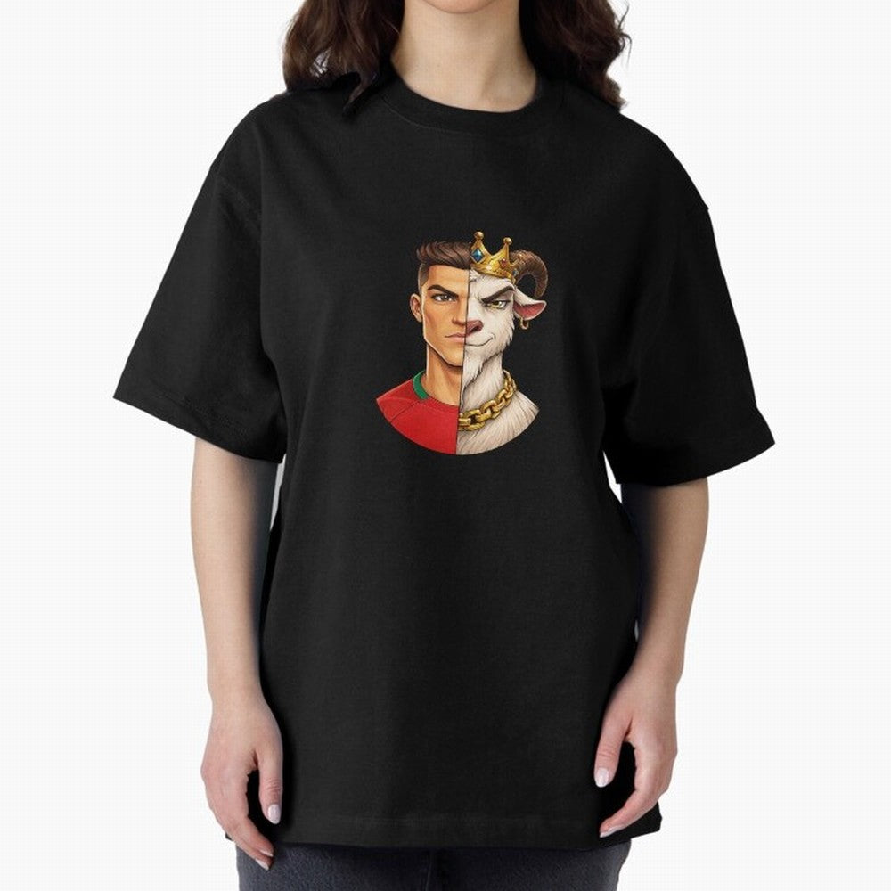 Half Man Half Goat - Cristiano Ronaldo Oversized T-Shirt Feel Match Day Hype around FIFA World Cup 2026 USA Canada Mexico, Haaland and Mbappe, Spain, Match Day Excitement, Supporter Culture, Golden Goals and Global Football Passion; Perfect for