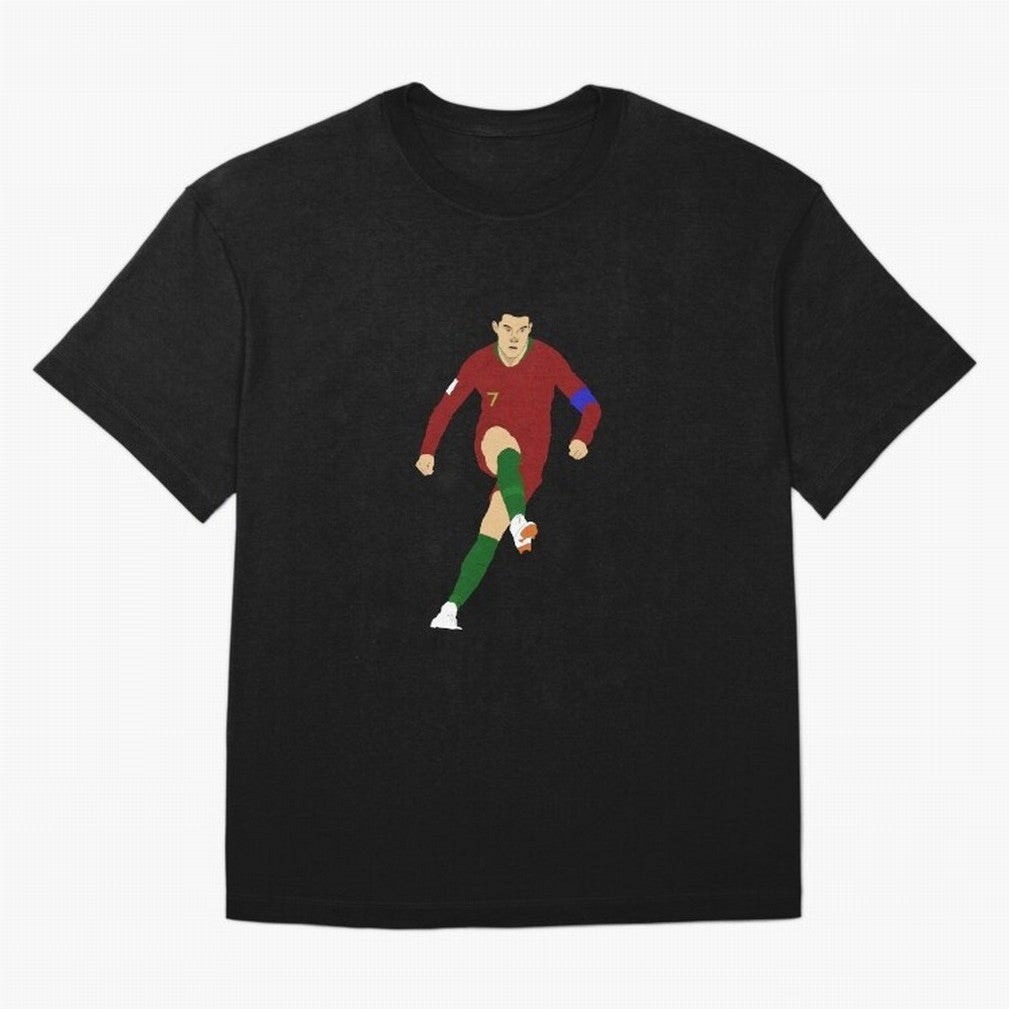 Cristian Ronaldo Design - Portugal - Real Madrid - Illustration - Cartoon - T-Shirt - Shirt - Sticker - Phone Case - CR7 Oversized T-Shirt Honor Football Greatness during FIFA World Cup 2026 for Fans of Mbappe and Brazil, Bringing Football History,