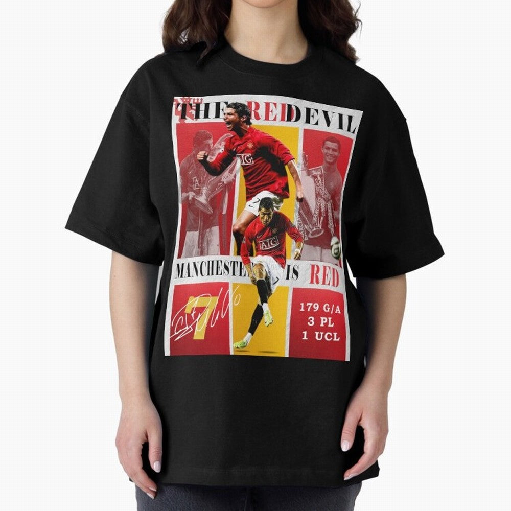 Cristiano Ronaldo 2008 Manchester United Poster Oversized T-Shirt Make Every Match About Match Day Hype around FIFA World Cup 2026, Haaland and Mbappe, Spain and Netherlands, Vintage Soccer Flavor, Modern Football Stars, National Flags and Final