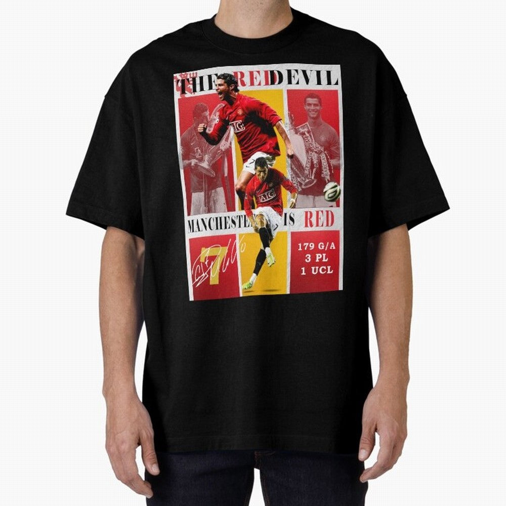 Cristiano Ronaldo 2008 Manchester United Poster Oversized T-Shirt Make Every Match About Match Day Hype around FIFA World Cup 2026, Haaland and Mbappe, Spain and Netherlands, Vintage Soccer Flavor, Modern Football Stars, National Flags and Final