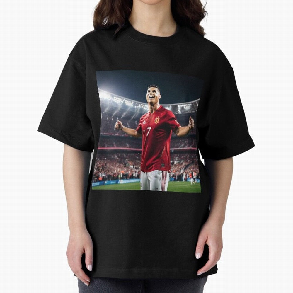cristiano ronaldo celebrates goal Oversized T-Shirt Bring World Football Passion into Match Day Hype around FIFA World Cup 2026 USA Canada Mexico, CR7, Portugal, Worldwide Fan Energy, Dramatic Goals, Stadium Lights and Championship Celebrations;