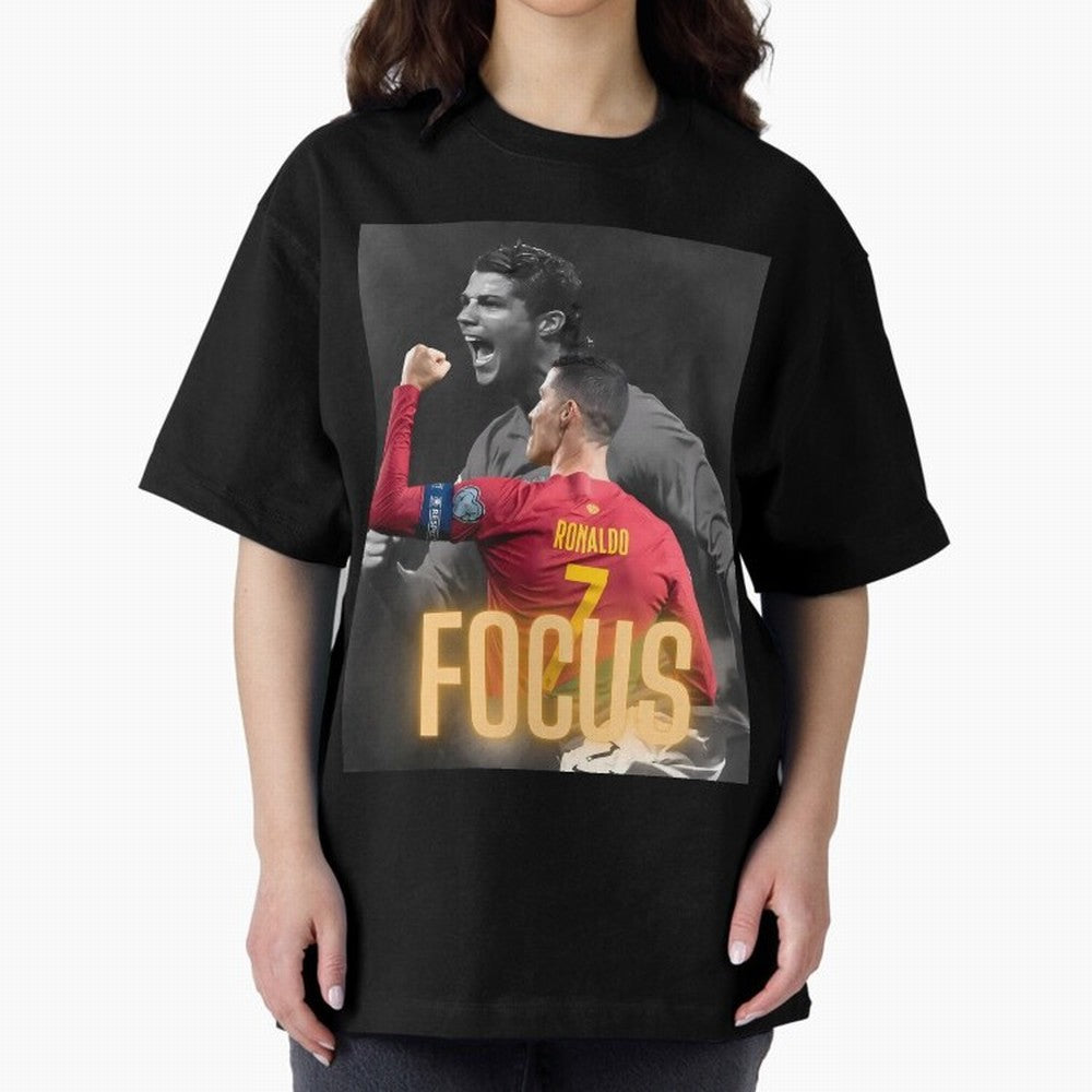 Focus With CR7 Oversized T-Shirt Cheer for the FIFA World Cup 2026 Journey through CR7 and Messi Highlights, Argentina Pride, Sports Nostalgia, International Competition, Famous Players and Unforgettable Victories; Perfect for People Who Love