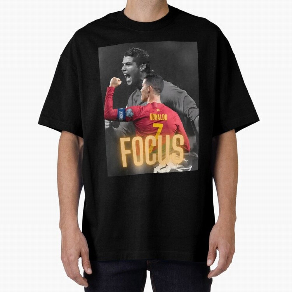 Focus With CR7 Oversized T-Shirt Cheer for the FIFA World Cup 2026 Journey through CR7 and Messi Highlights, Argentina Pride, Sports Nostalgia, International Competition, Famous Players and Unforgettable Victories; Perfect for People Who Love