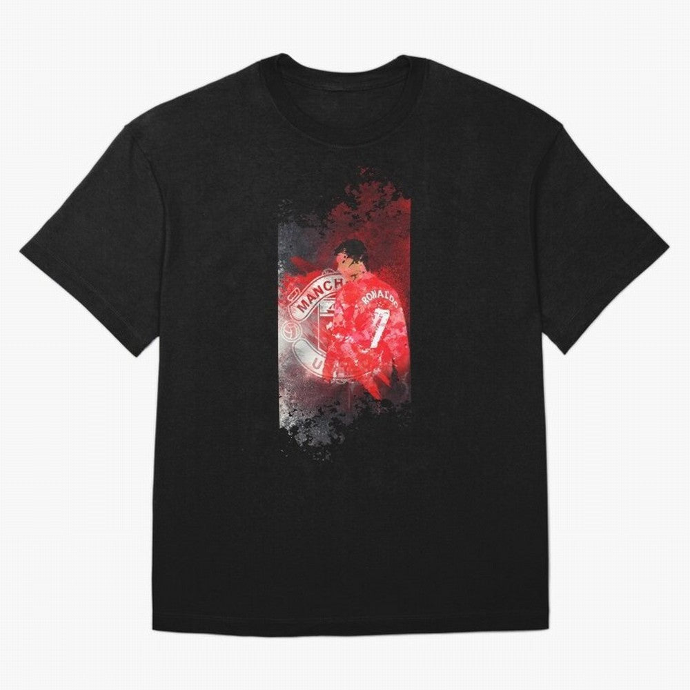 Ronaldo Illustration 003 Oversized T-Shirt Follow the Road to FIFA World Cup 2026 Spirit, Capturing England, Cristiano Ronaldo, Haaland and CR7, Sports Nostalgia, International Competition, Famous Players and Unforgettable Victories; Perfect for