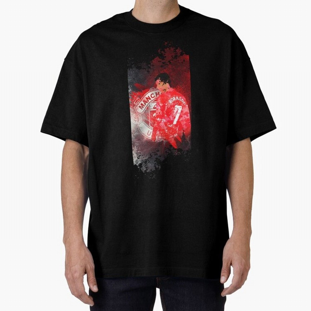 Ronaldo Illustration 003 Oversized T-Shirt Follow the Road to FIFA World Cup 2026 Spirit, Capturing England, Cristiano Ronaldo, Haaland and CR7, Sports Nostalgia, International Competition, Famous Players and Unforgettable Victories; Perfect for
