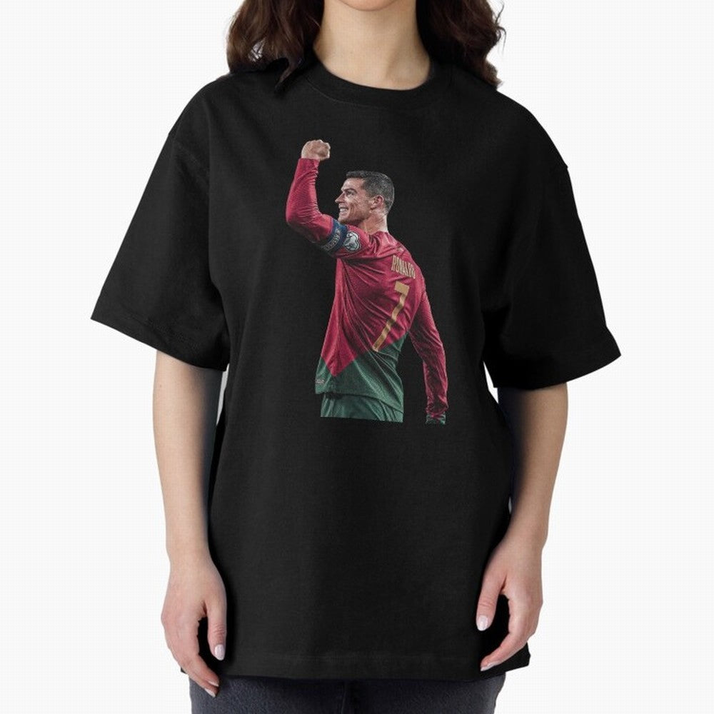 Cristiano Ronaldo Oversized T-Shirt Live the Energy of Match Day Hype around FIFA World Cup 2026 Group Stage, Messi, Neymar and Mbappe, Portugal, Tournament Hype, Historic Matchups, Family Viewing Parties and Global Sports Pride; Perfect for Fans,