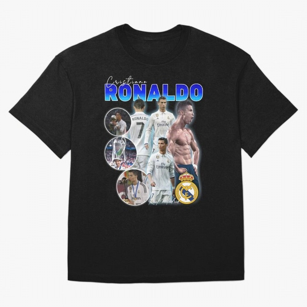 Cristiano Ronaldo Bootleg Oversized T-Shirt Follow Every Goal of Match Day Hype around FIFA World Cup 2026, CR7, England, France and Netherlands, Retro Football Energy, Iconic Rivalries, Trophy Chase Drama and Stadium Atmosphere; Ideal for Football