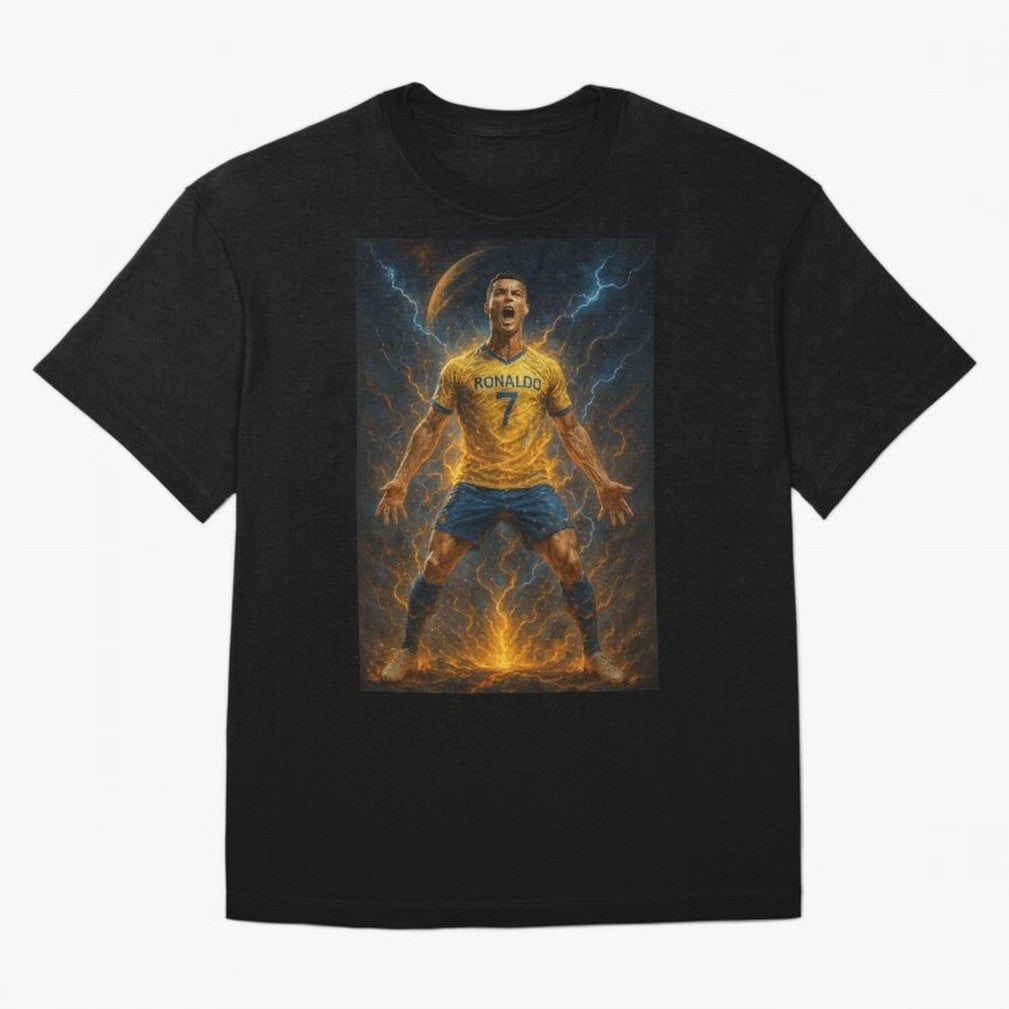 Cristiano Ronaldo Oversized T-Shirt Celebrate the Magic of the FIFA World Cup 2026 Journey through CR7 and Messi Highlights, Brazil Pride, Vintage Soccer Flavor, Modern Football Stars, National Flags and Final Night Emotion; Made for Die Hard