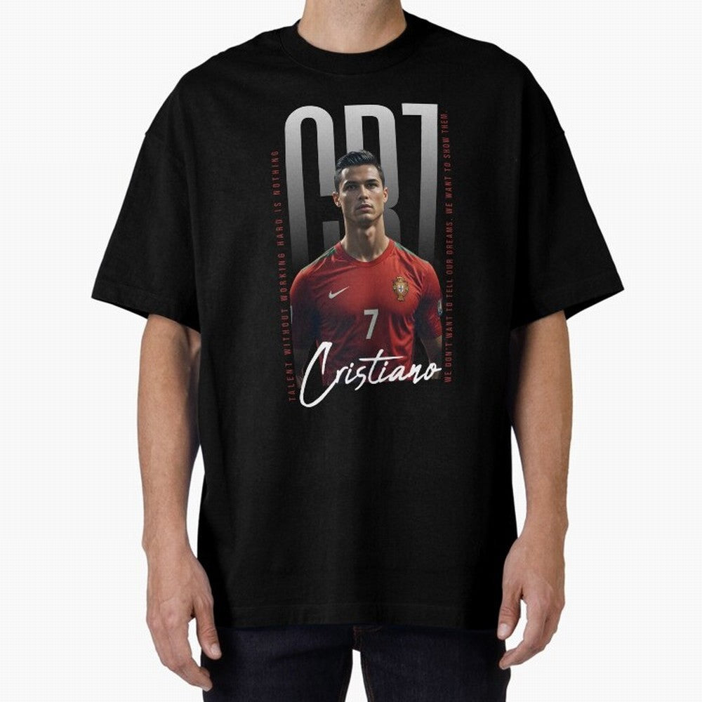 Cristiano Ronaldo Oversized T-Shirt Celebrate Global Passion for the FIFA World Cup 2026 Group Stage Journey through Neymar, Haaland and Cristiano Ronaldo Highlights, Argentina Pride, Retro Football Energy, Iconic Rivalries, Trophy Chase Drama and