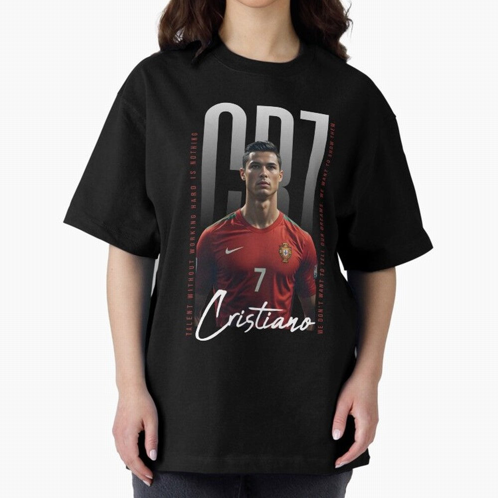 Cristiano Ronaldo Oversized T-Shirt Celebrate Global Passion for the FIFA World Cup 2026 Group Stage Journey through Neymar, Haaland and Cristiano Ronaldo Highlights, Argentina Pride, Retro Football Energy, Iconic Rivalries, Trophy Chase Drama and