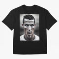 Cristiano Ronaldo Portrait Oversized T-Shirt Celebrate Rivalries and Pride in FIFA World Cup 2026 Group Stage for Fans of CR7 and Messi and Portugal, Spain and Germany, Bringing Football History, Final Match Energy, Crowd Noise and Once in a