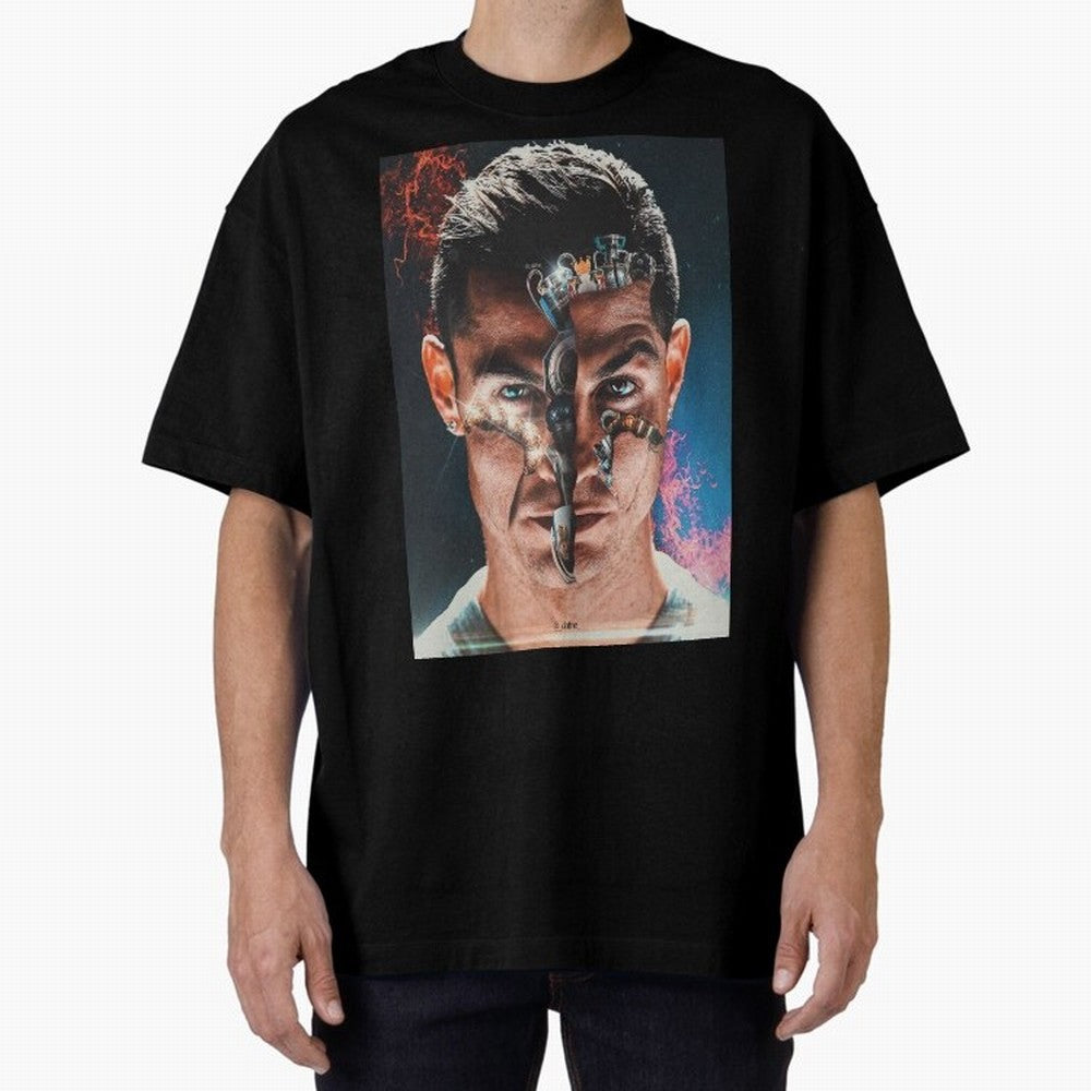 CR7 Career Titles+Ballon (x5) Oversized T-Shirt Stand with FIFA World Cup 2026 USA Canada Mexico Spirit, Built around Argentina and Brazil, CR7 and Messi, Game Day Rituals, Football Legends, Country Pride and the Road to the Final; Perfect for