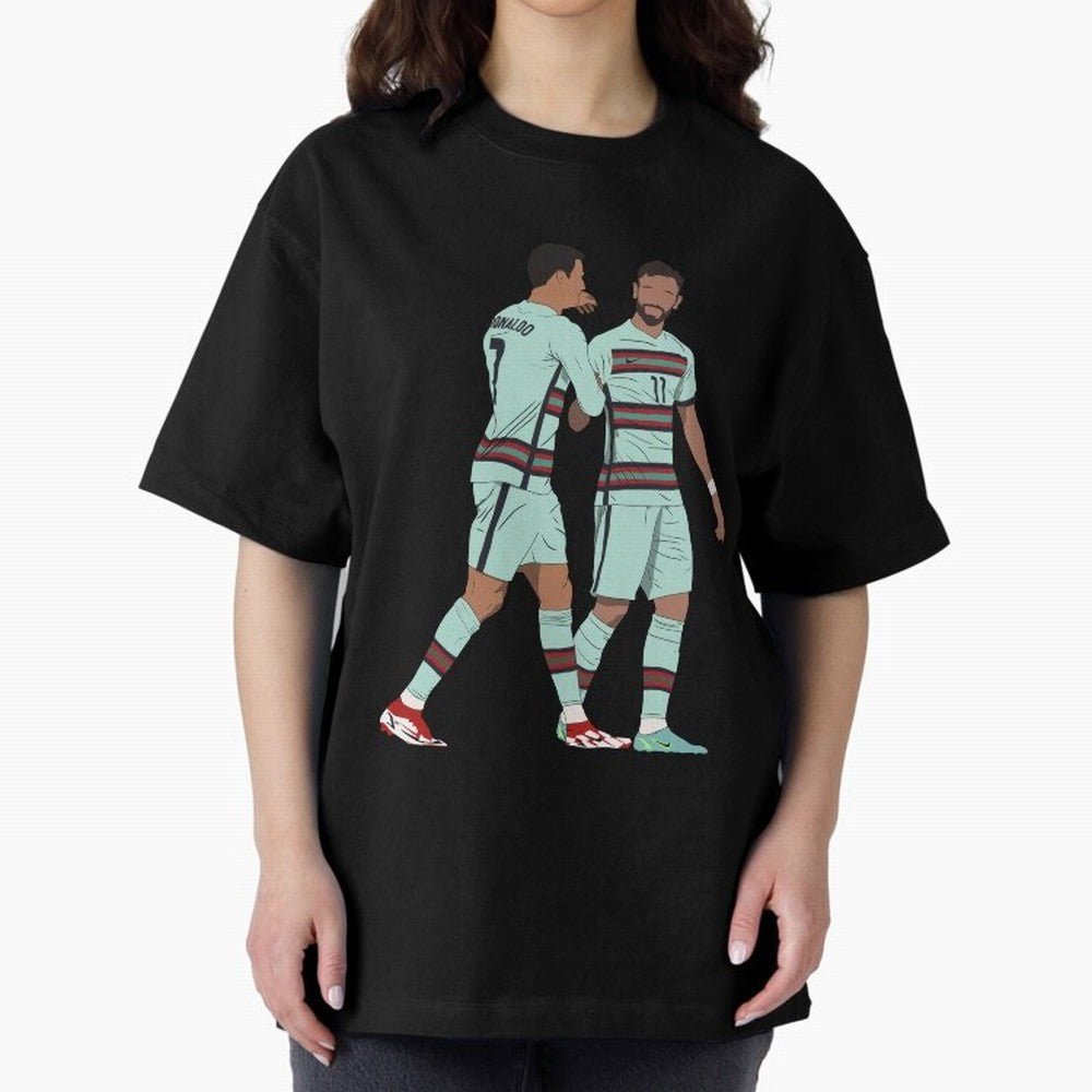 Cristiano Ronaldo & Bruno Fernandes Portugal Oversized T-Shirt Capture Stadium Memories from the FIFA World Cup 2026 Group Stage Journey through Messi and Cristiano Ronaldo Highlights, Spain Pride, Retro Football Energy, Iconic Rivalries, Trophy