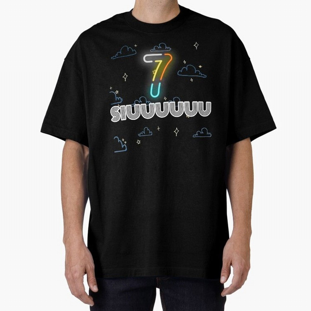 Siuuuuuu 7 CR7 goal funny Oversized T-Shirt Celebrate the Road through FIFA World Cup 2026 Group Stage Spirit, Inspired by Spain and Netherlands, Haaland and Mbappe, Sports Nostalgia, International Competition, Famous Players and Unforgettable