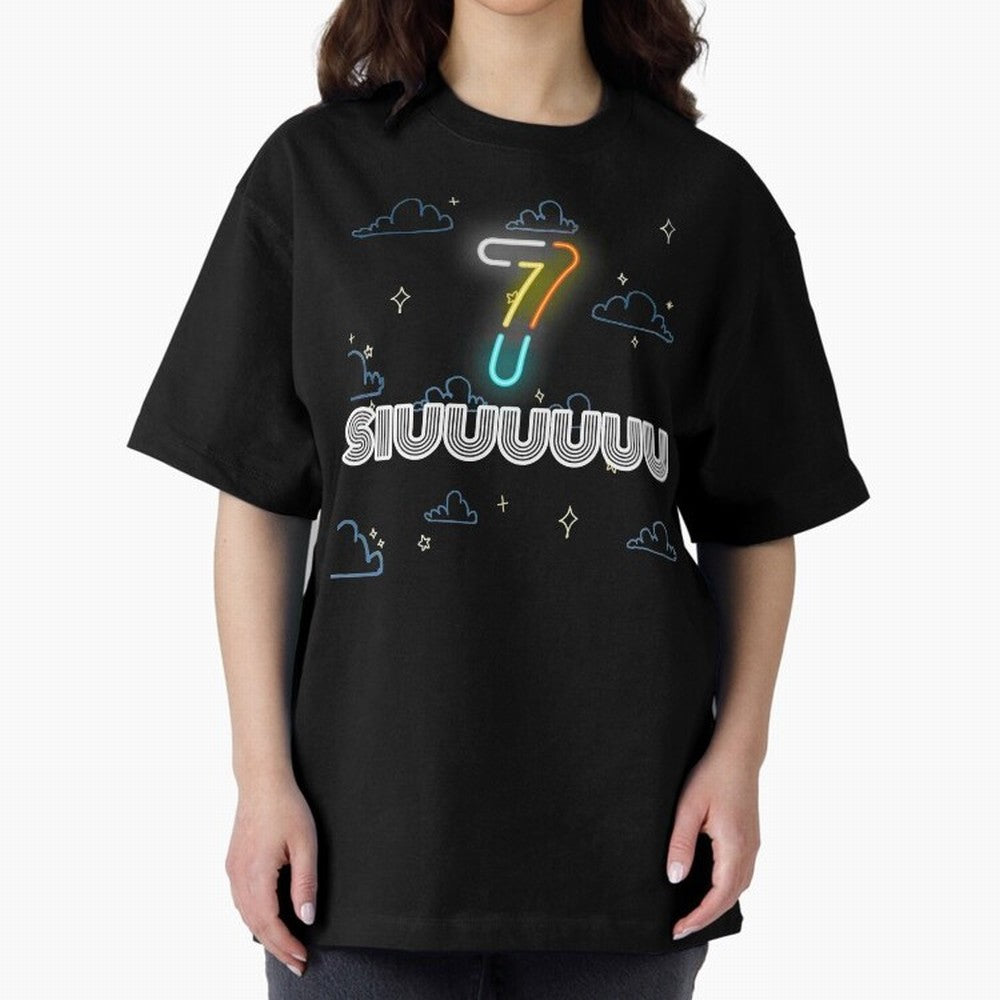Siuuuuuu 7 CR7 goal funny Oversized T-Shirt Celebrate the Road through FIFA World Cup 2026 Group Stage Spirit, Inspired by Spain and Netherlands, Haaland and Mbappe, Sports Nostalgia, International Competition, Famous Players and Unforgettable