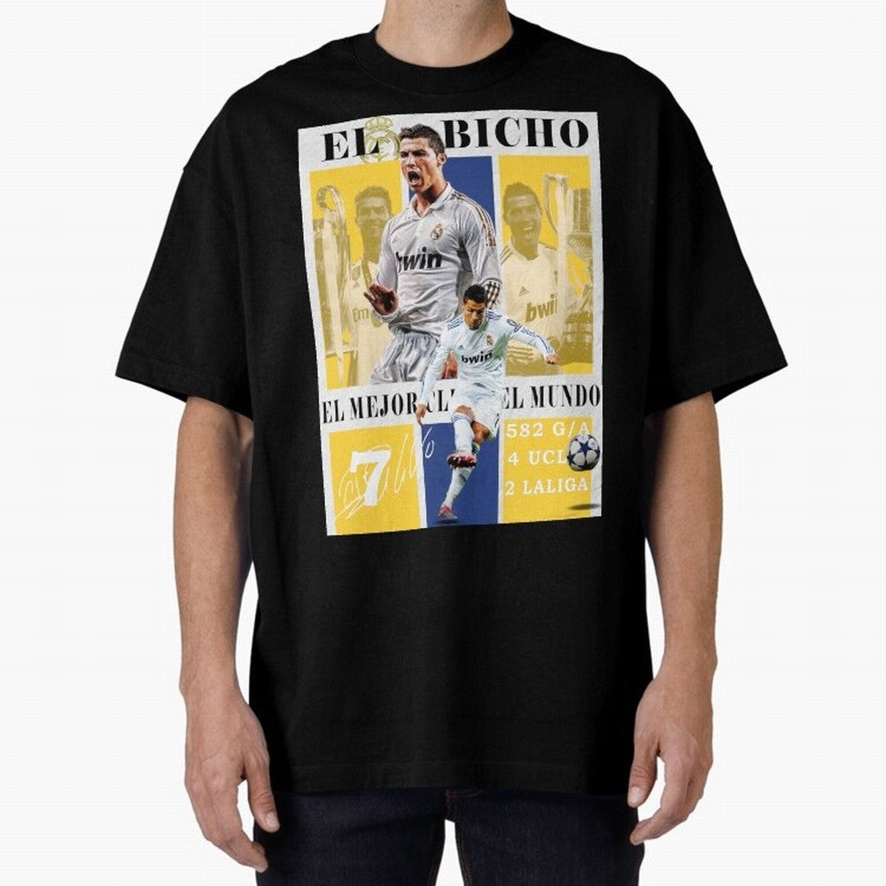 Cristiano Ronaldo Real Madrid Wall Art Oversized T-Shirt Celebrate Rivalries and Pride in FIFA World Cup 2026 Centered on Cristiano Ronaldo, Argentina Energy, Football Festival Excitement, Trophy Ambitions, Country Rivalries and Star Player Buzz;