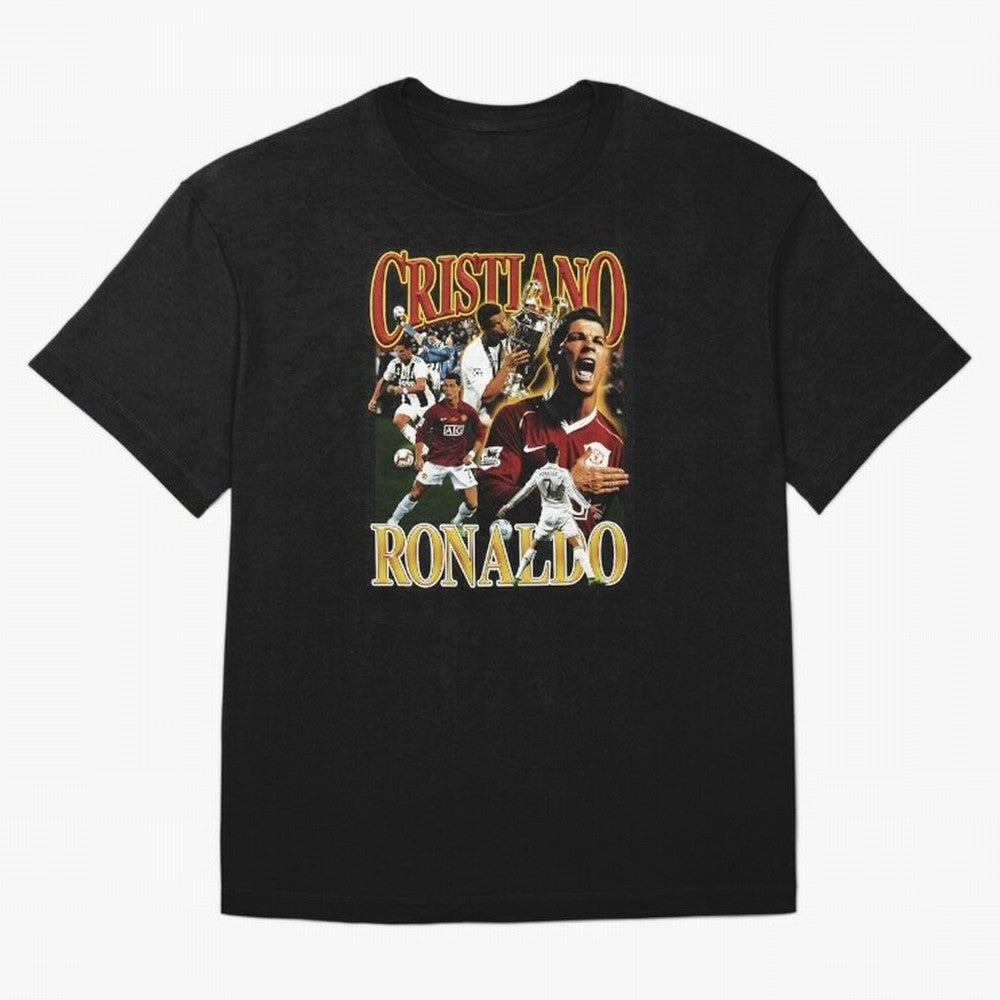 Cristiano Ronaldo Retro Collage Oversized T-Shirt Back the Journey through FIFA World Cup 2026 Celebrating Cristiano Ronaldo, Argentina and Brazil Energy, Goal Celebration Energy, Supporter Heritage, Football Icons and Worldwide Tournament Joy;