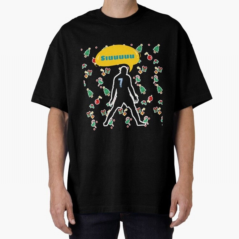 Siuuu christmas CR7 Oversized T-Shirt Unlock FIFA World Cup 2026 Driven by Messi, Neymar and Mbappe, Spain Energy, Worldwide Fan Energy, Dramatic Goals, Stadium Lights and Championship Celebrations; Ideal for Football Dads, Football Moms, Friends,
