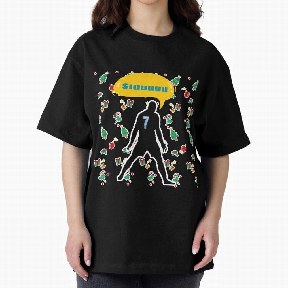 Siuuu christmas CR7 Oversized T-Shirt Unlock FIFA World Cup 2026 Driven by Messi, Neymar and Mbappe, Spain Energy, Worldwide Fan Energy, Dramatic Goals, Stadium Lights and Championship Celebrations; Ideal for Football Dads, Football Moms, Friends,