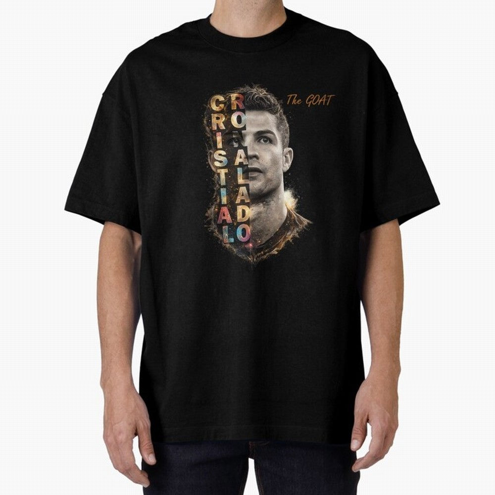 Cristiano Ronaldo Multicolor GOAT Oversized T-Shirt Show Your Love for Global Football Passion for FIFA World Cup 2026 Group Stage, Inspired by CR7, Portugal, Spain and Germany, Fan Favorite Moments, National Team Passion, Big Match Drama and
