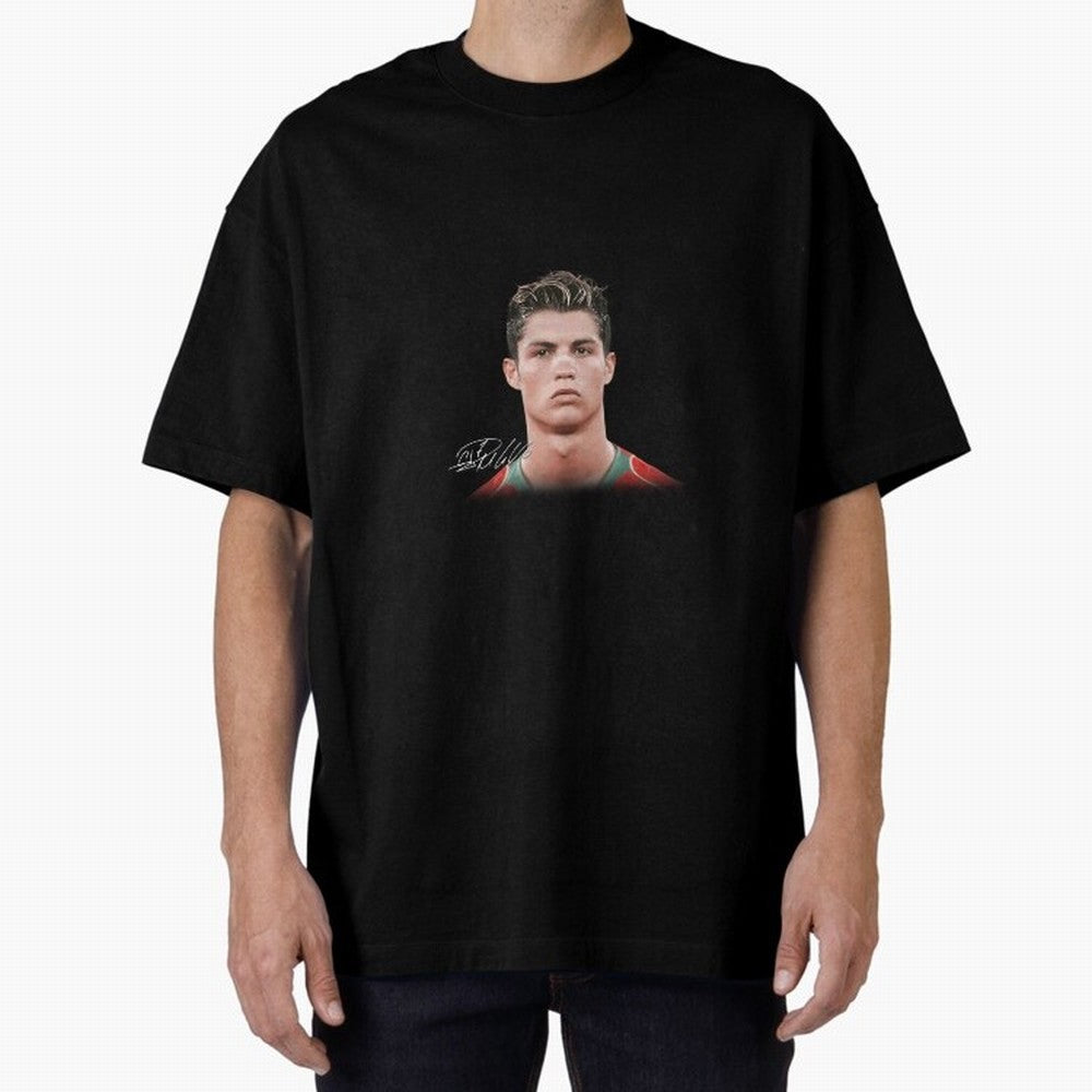 Cristiano Ronaldo Big Face Young Ronaldo Oversized T-Shirt Show Support during FIFA World Cup 2026 Driven by Mbappe, England and Germany Energy, Game Day Rituals, Football Legends, Country Pride and the Road to the Final; Made for Die Hard