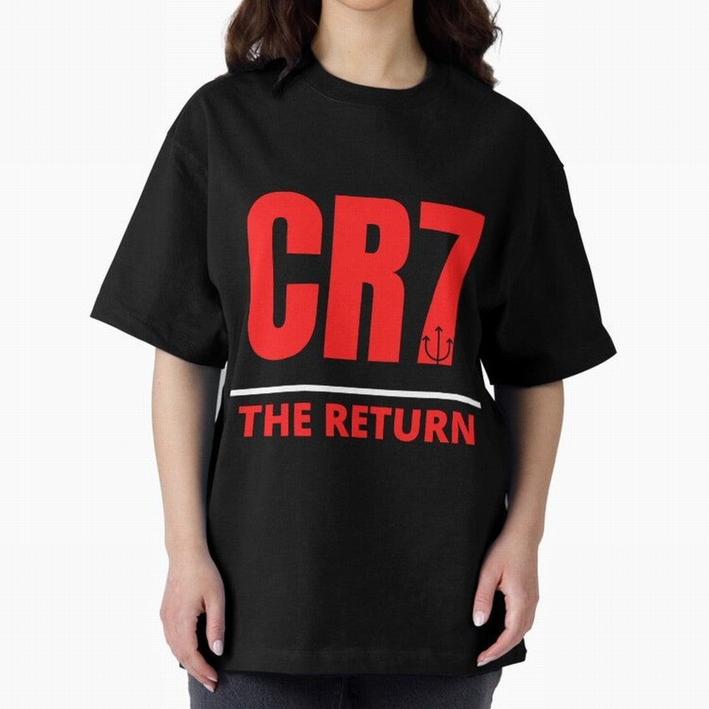 The Return of Cristiano Ronaldo to Manchester United - CR7 Oversized T-Shirt Celebrate National Team Dreams in Global Football Passion for FIFA World Cup 2026, Celebrating Haaland and Mbappe, France and Portugal, Stadium Memories, Football Loyalty,