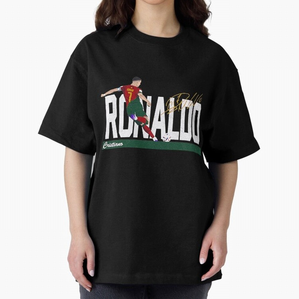 Cristiano Ronaldo Portugal Jersey -Last World Cup 2 Vintage Style Oversized T-Shirt Show Your Love for FIFA World Cup 2026 Group Stage Driven by Messi, Netherlands Energy, Soccer Culture, Superstar Moments, National Team Dreams and Competitive