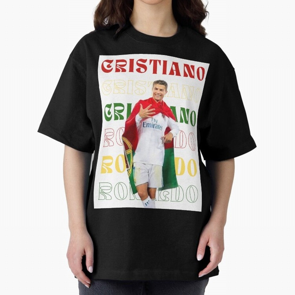 Cristiano Ronaldo designs Oversized T-Shirt Fuel Your Fan Pride for Global Football Passion for FIFA World Cup 2026 Group Stage, Driven by CR7, Portugal, Spain and Germany, Football History, Final Match Energy, Crowd Noise and Once in a Lifetime