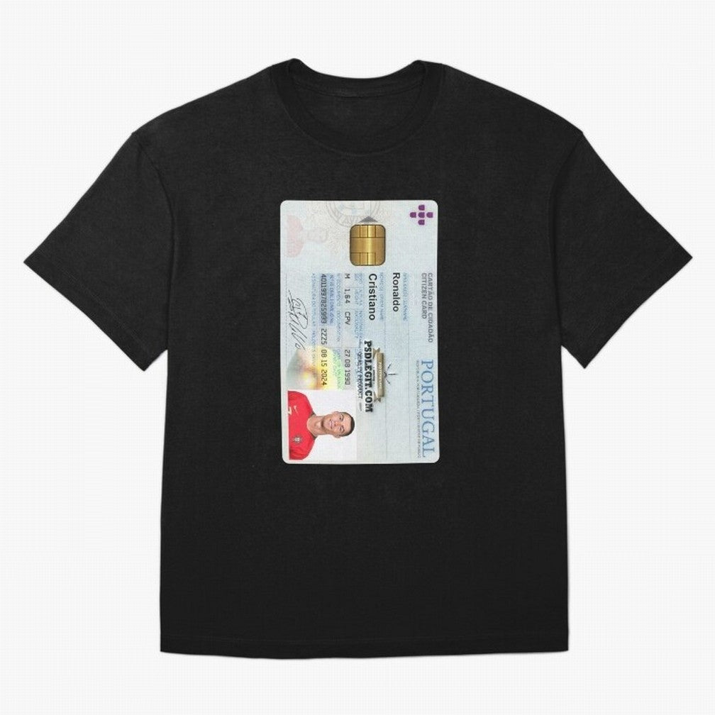 Cristiano Ronaldo CARD ID Oversized T-Shirt Keep the Legacy of FIFA World Cup 2026 USA Canada Mexico Spirit, with England, Mbappe, Football Passion, Legendary Performances, Festival Vibes and Supporter Community; Made for Collectors Who Enjoy