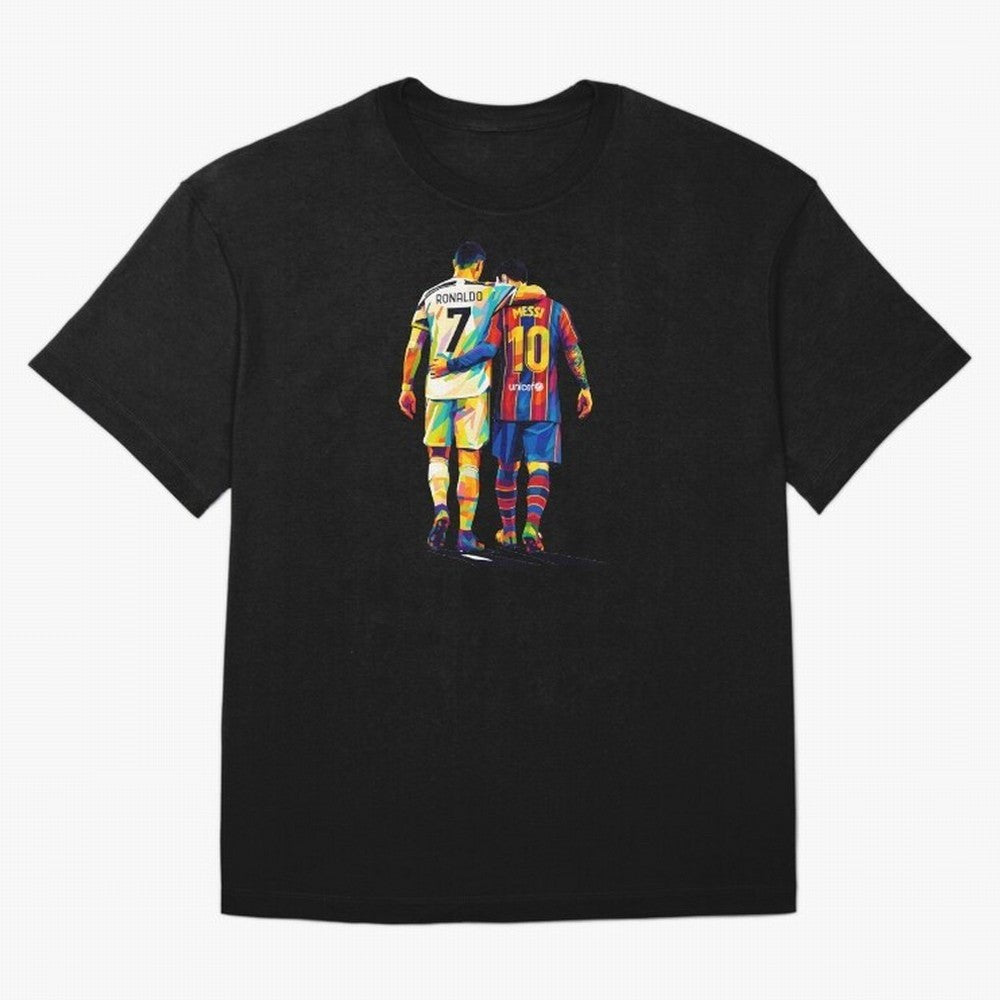 Cristiano Ronaldo And Messi Wpap Art Oversized T-Shirt Feel International Energy from FIFA World Cup 2026 for Fans of CR7 and Spain, Bringing Game Day Rituals, Football Legends, Country Pride and the Road to the Final; Made for Die Hard Supporters,