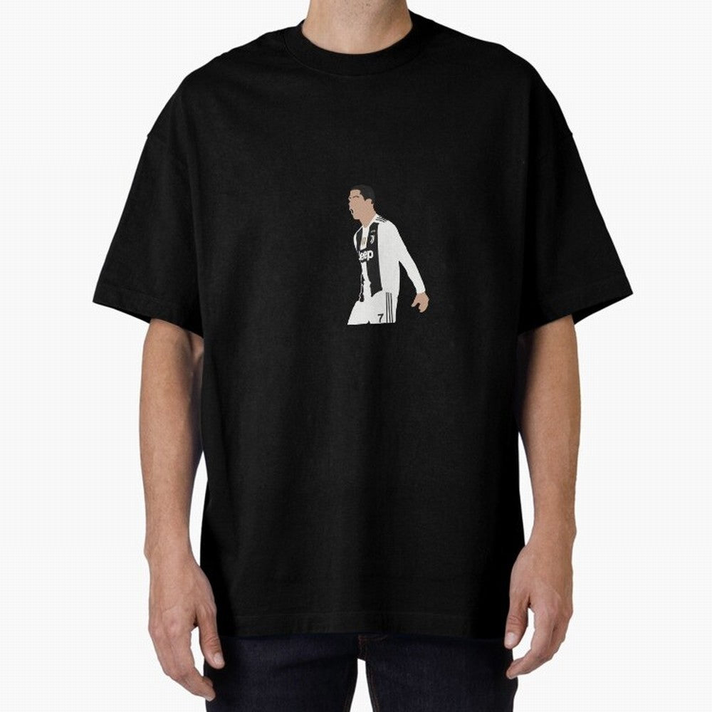 Juventus Cristiano Ronaldo Cartoon Oversized T-Shirt Follow Match Day Hype around FIFA World Cup 2026 USA Canada Mexico, Haaland, France and Portugal, Championship Spirit, Famous Goals, Roaring Crowds and International Football Unity; Made for