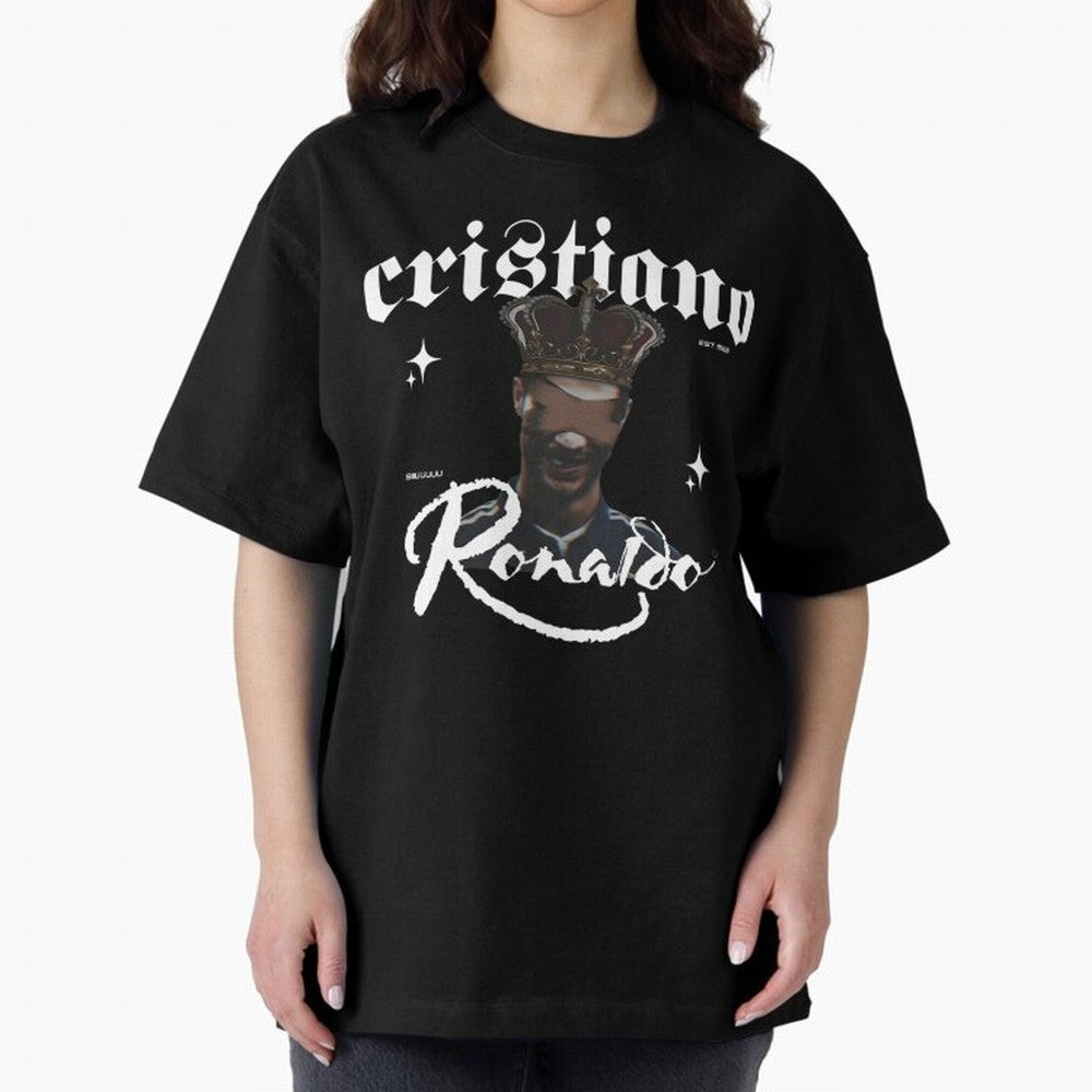 CR7 King edition Oversized T-Shirt Celebrate Classic Football Spirit in FIFA World Cup 2026 Group Stage for Fans of Messi, CR7 and Mbappe and Spain, Bringing Fan Favorite Moments, National Team Passion, Big Match Drama and Soccer History; Ideal for