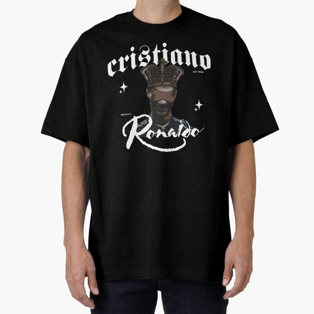 CR7 King edition Oversized T-Shirt Celebrate Classic Football Spirit in FIFA World Cup 2026 Group Stage for Fans of Messi, CR7 and Mbappe and Spain, Bringing Fan Favorite Moments, National Team Passion, Big Match Drama and Soccer History; Ideal for