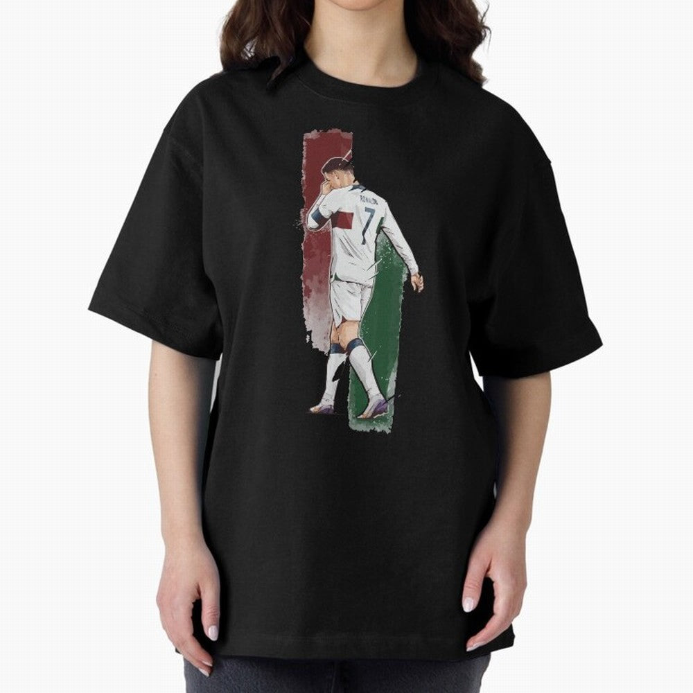 Ronaldo Crying World Cup 2022 Oversized T-Shirt Honor the Football Icons of FIFA World Cup 2026 Group Stage Connected to Neymar, Haaland and Cristiano Ronaldo, Brazil, Portugal and Argentina Energy, Stadium Memories, Football Loyalty, International