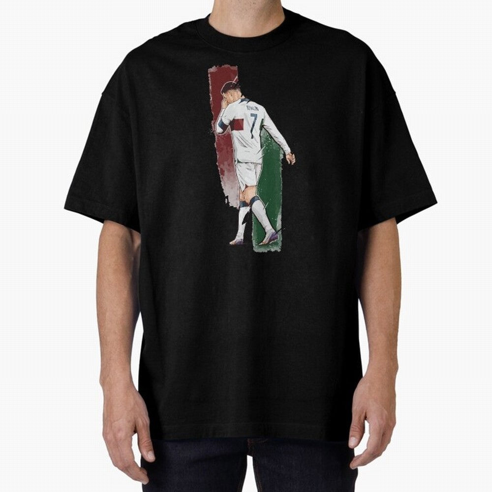 Ronaldo Crying World Cup 2022 Oversized T-Shirt Honor the Football Icons of FIFA World Cup 2026 Group Stage Connected to Neymar, Haaland and Cristiano Ronaldo, Brazil, Portugal and Argentina Energy, Stadium Memories, Football Loyalty, International
